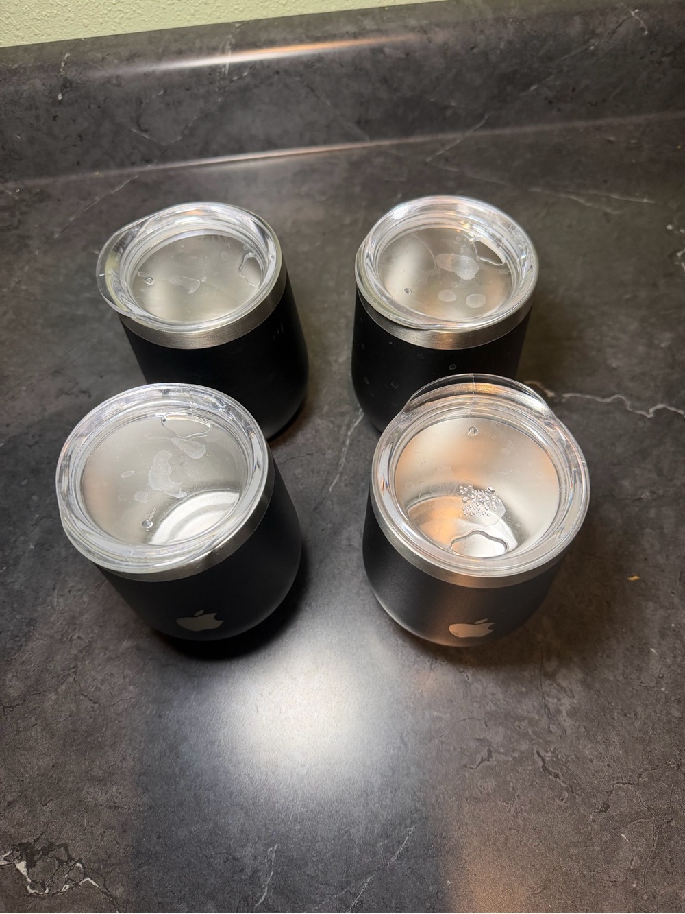 Apple Logo Black Insulated Tumblers - Set of 4 With Lid